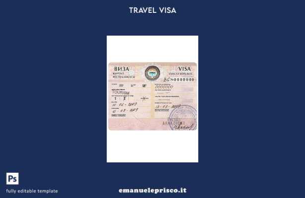 modello di visto di viaggio in stile verificato per il Kirghizistan